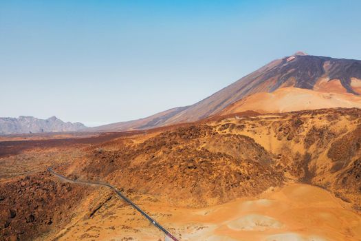 Mars the red planet's desert landscape. Teide National Park. Beautiful view of the Teide volcano. Desert Crater of the Teide volcano.Mount Teide in Tenerife. Tenerife, Canary Islands.