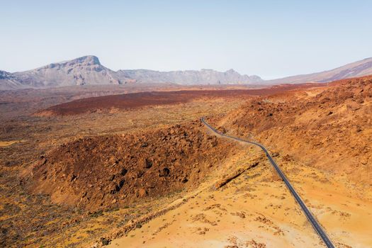 Mars the red planet's desert landscape. Teide National Park. Beautiful view of the Teide volcano. Desert Crater of the Teide volcano.Mount Teide in Tenerife. Tenerife, Canary Islands.