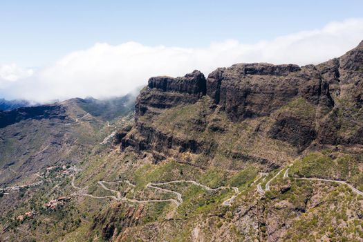 Mountain view, road in the mountains of the island of Tenerife. Canary Islands, Spain.
