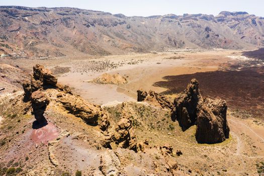 Mars the red planet's desert landscape. Teide National Park. Beautiful view of the Teide volcano. Desert Crater of the Teide volcano.Mount Teide in Tenerife. Tenerife, Canary Islands.