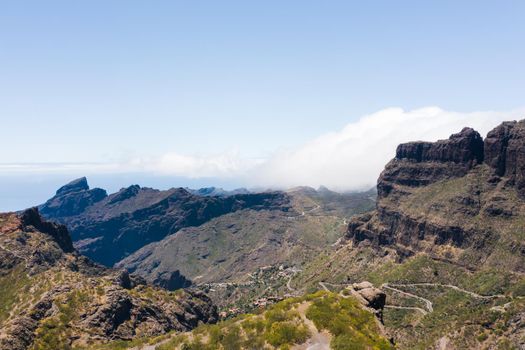 Mountain view, road in the mountains of the island of Tenerife. Canary Islands, Spain.