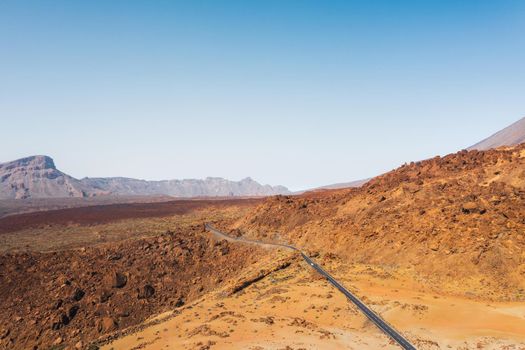 Mars the red planet's desert landscape. Teide National Park. Beautiful view of the Teide volcano. Desert Crater of the Teide volcano.Mount Teide in Tenerife. Tenerife, Canary Islands.