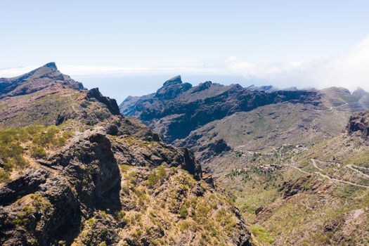 Mountain view, road in the mountains of the island of Tenerife. Canary Islands, Spain.