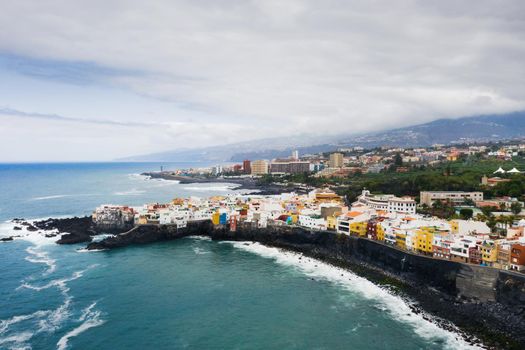 View of Punta Brava small town near Puerto de la Cruz city on Tenerife island, Canary islands, Atlantic ocean, Spain.
