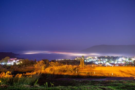 Fog Viewpoint Khao Kho, Phetchabun Province The horizon on the left can see the constellation Orion.