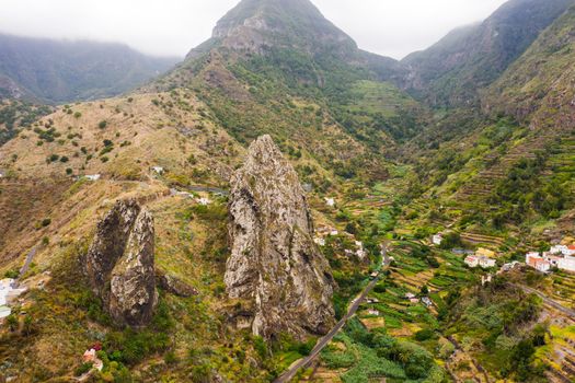 Panoramic view of the mountains on the island of La Gomera, Canary Islands, Spain.Beautiful landscape of the island of Gomera.