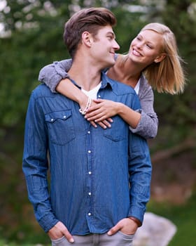 True love. An affectionate young couple enjoying the outdoors together