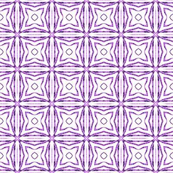 Ikat repeating swimwear design. Purple energetic boho chic summer design. Textile ready astonishing print, swimwear fabric, wallpaper, wrapping. Watercolor ikat repeating tile border.