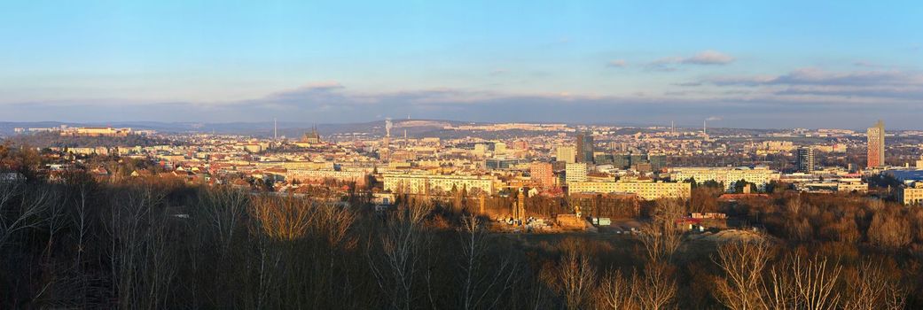City of Brno - Czech Republic - Europe. City skyline at sunset. Panoramic photography.