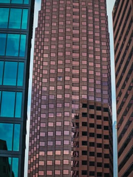 Skyscapers in a modern American city seen from below. Downtown Los Angeles