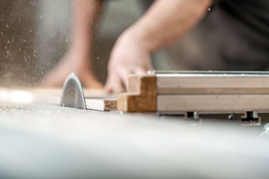 cutting laminate for the production of furniture on a circular saw.