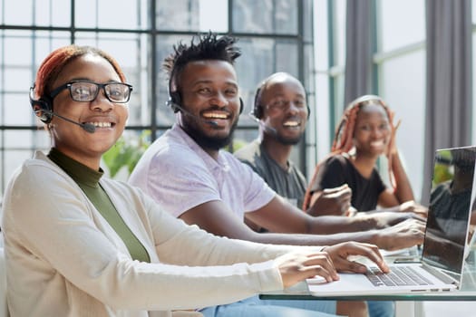 Portrait African-American businessteam in a call center