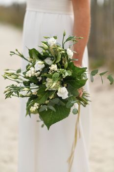 Bridal bouquet with lisianthus and eucalyptus