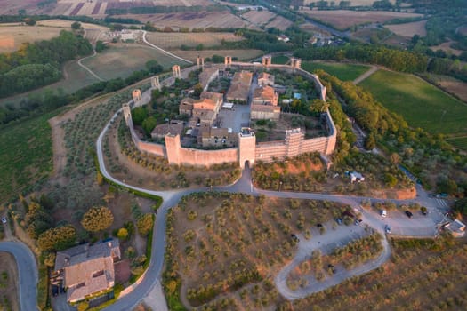 Aerial photographic documentation of the village of Monteriggiori Tuscany Italy 