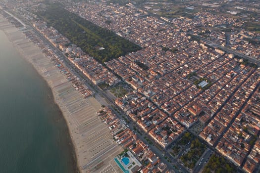 Aerial photographic documentation of the city of Viareggio Tuscany Italy 