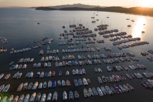 Photographic documentation of the small port in the Gulf of Baratti Tuscany Italy at the first light of dawn 