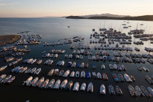 Photographic documentation of the small port in the Gulf of Baratti Tuscany Italy at the first light of dawn 