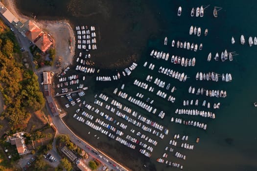 Photographic documentation of the small port in the Gulf of Baratti Tuscany Italy at the first light of dawn 