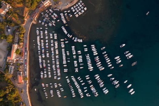 Photographic documentation of the small port in the Gulf of Baratti Tuscany Italy at the first light of dawn 