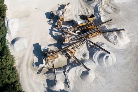 Aerial view of a stone factory intended for the construction market 