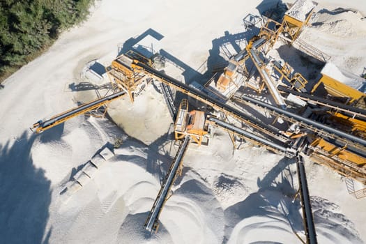 Aerial view of a stone factory intended for the construction market 