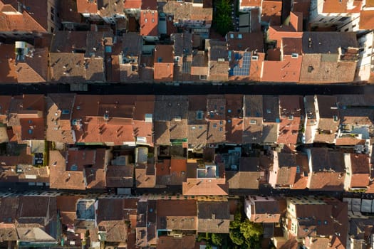 Aerial photographic documentation of roofs made of terracotta 