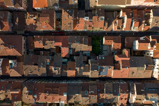 Aerial photographic documentation of roofs made of terracotta 