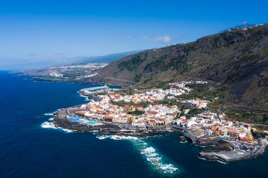 Beach in Tenerife, Canary Islands, Spain.Aerial view of Garachiko in the Canary Islands.