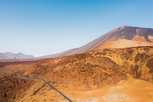 Mars the red planet's desert landscape. Teide National Park. Beautiful view of the Teide volcano. Desert Crater of the Teide volcano.Mount Teide in Tenerife. Tenerife, Canary Islands.