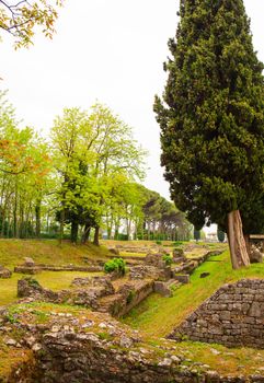 View of the Archeological area of Aquileia in Italy