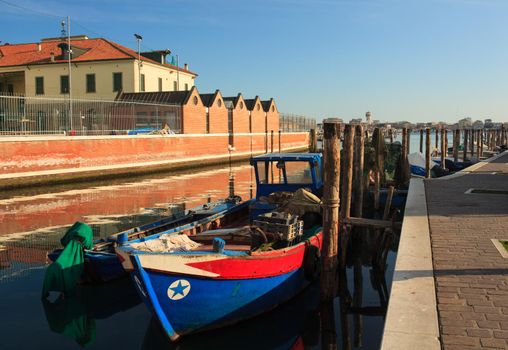 View of fisherboats in Chioggia, little town in the Venetian lagoon