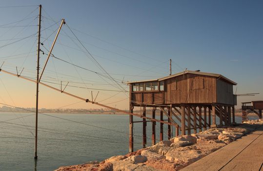 Casoni, ancient stilt house of fisher man in Sottomarina. Chioggia