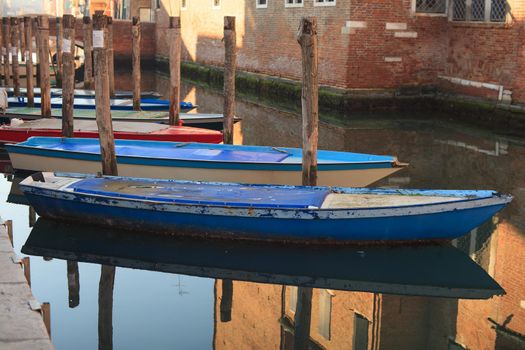 View of fisherboats in Chioggia, little town in the Venetian lagoon