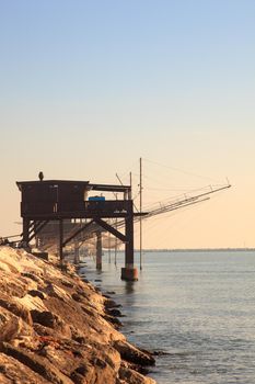 Casoni, ancient stilt house of fisher man in Sottomarina. Chioggia