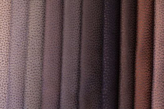 Close up of colored leather for sofa