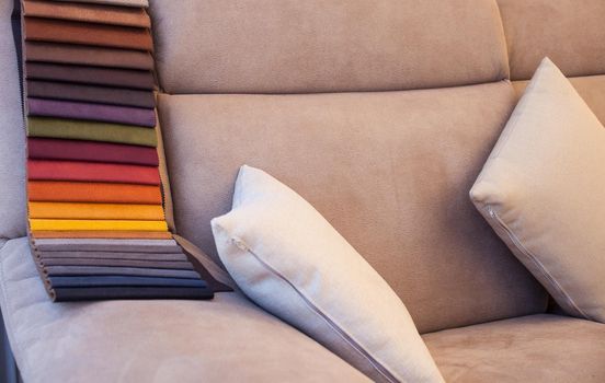 View of colored leather on sofa