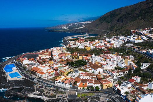 Beach in Tenerife, Canary Islands, Spain.Aerial view of Garachiko in the Canary Islands.