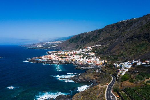 Beach in Tenerife, Canary Islands, Spain.Aerial view of Garachiko in the Canary Islands.