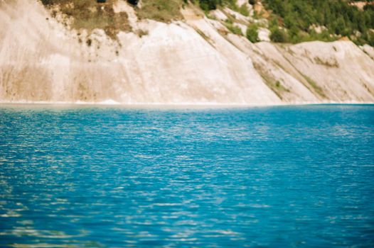 Volkovysk chalk pits or Belarusian Maldives beautiful saturated blue lakes. Famous chalk quarries near Vaukavysk, Belarus. Developed for the needs of Krasnaselski plant construction materials.