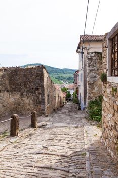 View of typical Motovun stone street, Istria. Croatia
