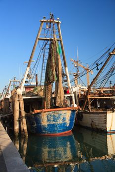 View of fisherboats in Chioggia, little town in the Venetian lagoon