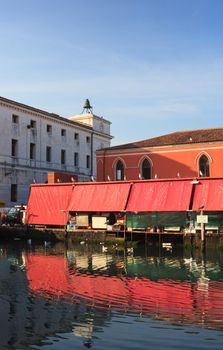 View of fisher market in Chioggia in the Venice lagoon