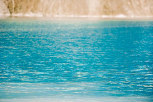 Volkovysk chalk pits or Belarusian Maldives beautiful saturated blue lakes. Famous chalk quarries near Vaukavysk, Belarus. Developed for the needs of Krasnaselski plant construction materials.