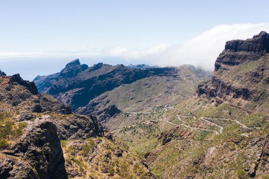 Mountain view, road in the mountains of the island of Tenerife. Canary Islands, Spain.