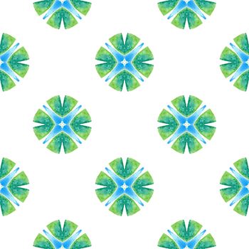 Green geometric chevron watercolor border. Green indelible boho chic summer design. Chevron watercolor pattern. Textile ready pretty print, swimwear fabric, wallpaper, wrapping.