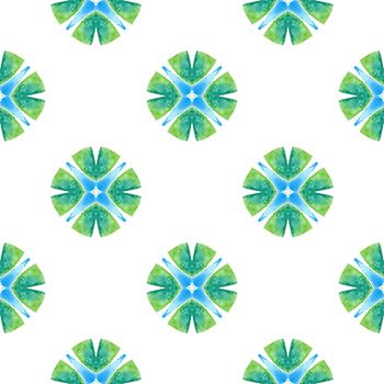 Green geometric chevron watercolor border. Green indelible boho chic summer design. Chevron watercolor pattern. Textile ready pretty print, swimwear fabric, wallpaper, wrapping.