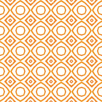Textile ready optimal print, swimwear fabric, wallpaper, wrapping. Orange extra boho chic summer design. Watercolor medallion seamless border. Medallion seamless pattern.