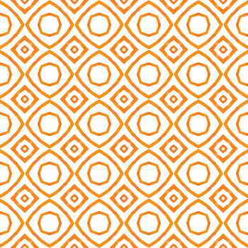 Textile ready optimal print, swimwear fabric, wallpaper, wrapping. Orange extra boho chic summer design. Watercolor medallion seamless border. Medallion seamless pattern.