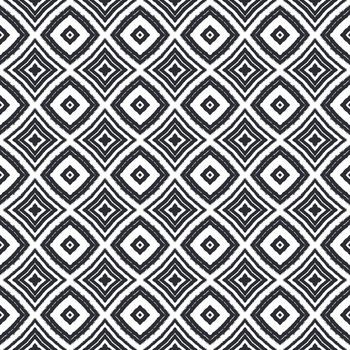Exotic seamless pattern. Black symmetrical kaleidoscope background. Summer swimwear exotic seamless design. Textile ready flawless print, swimwear fabric, wallpaper, wrapping.