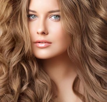 Hairstyle, beauty and hair care, beautiful woman with long natural brown hair, glamour portrait for hair salon and haircare brand